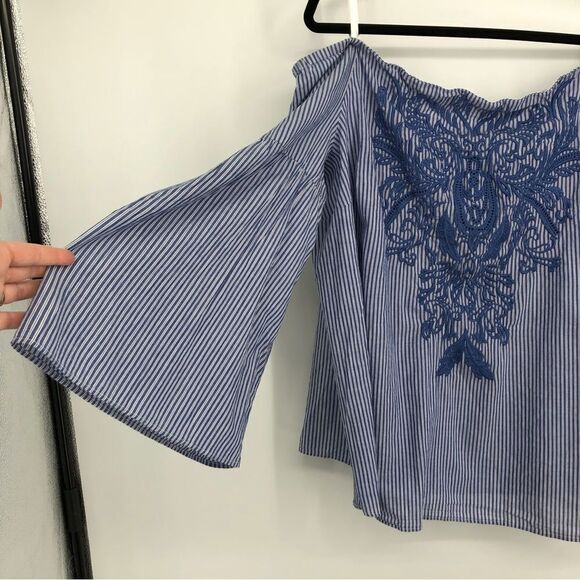🆕 INC Boho Embroidered Off Shoulder Flare Sleeve Top 2X NWT - Picture 3 of 7